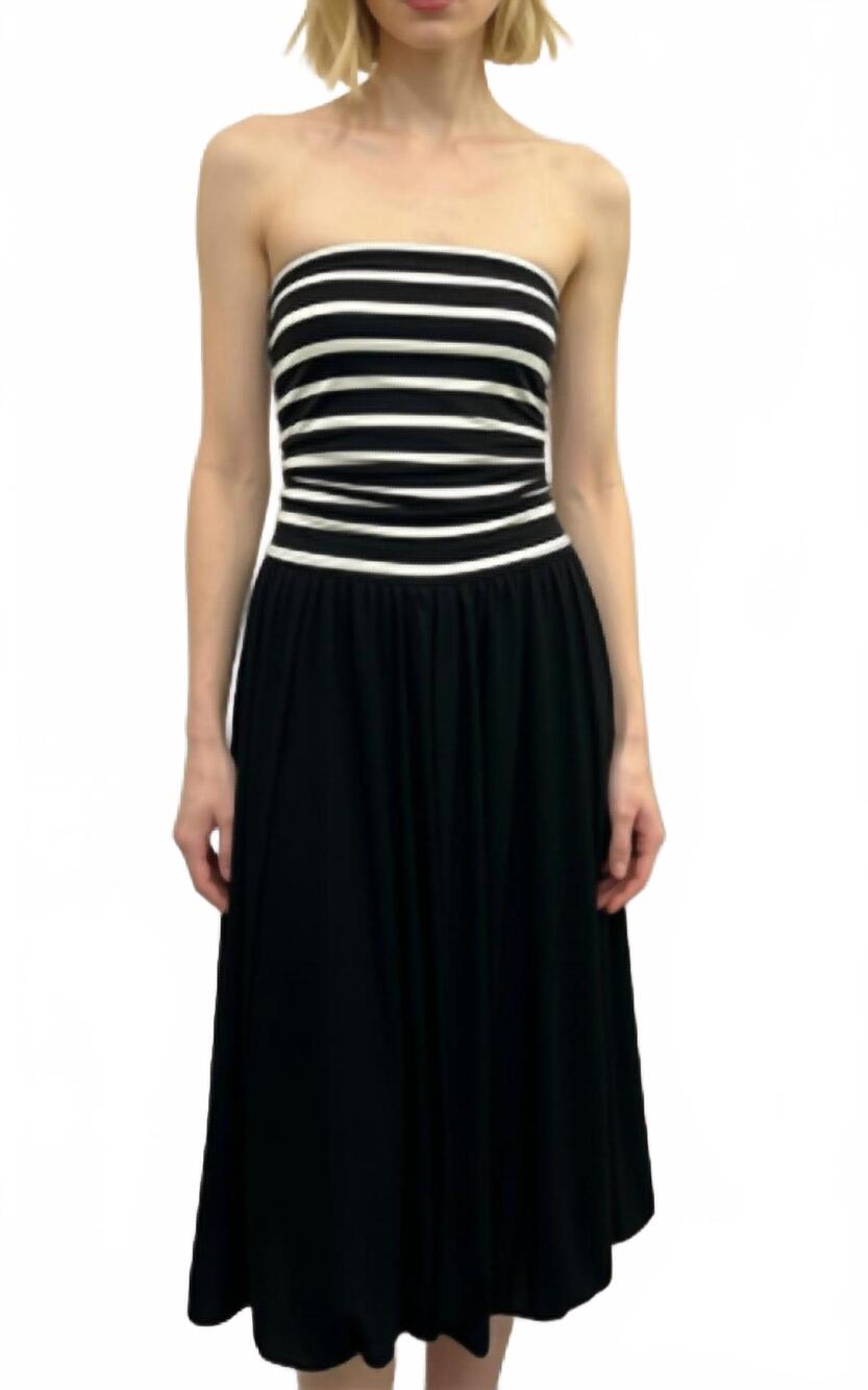 NEW VAVA striped strapless dress in black